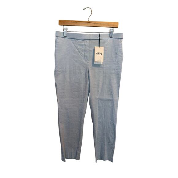 Theory Treeca Pull On Pants Women’s Size 10 Skylight Good Crunch Blue Linen NWT - Picture 4 of 9